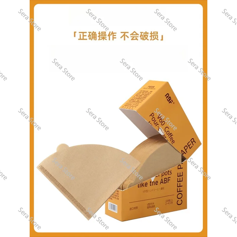 100pcs Coffee Filter Paper Raw Wood Pulp Filters for Pour Over Drip Coffee Cone & Cake Shape American Style