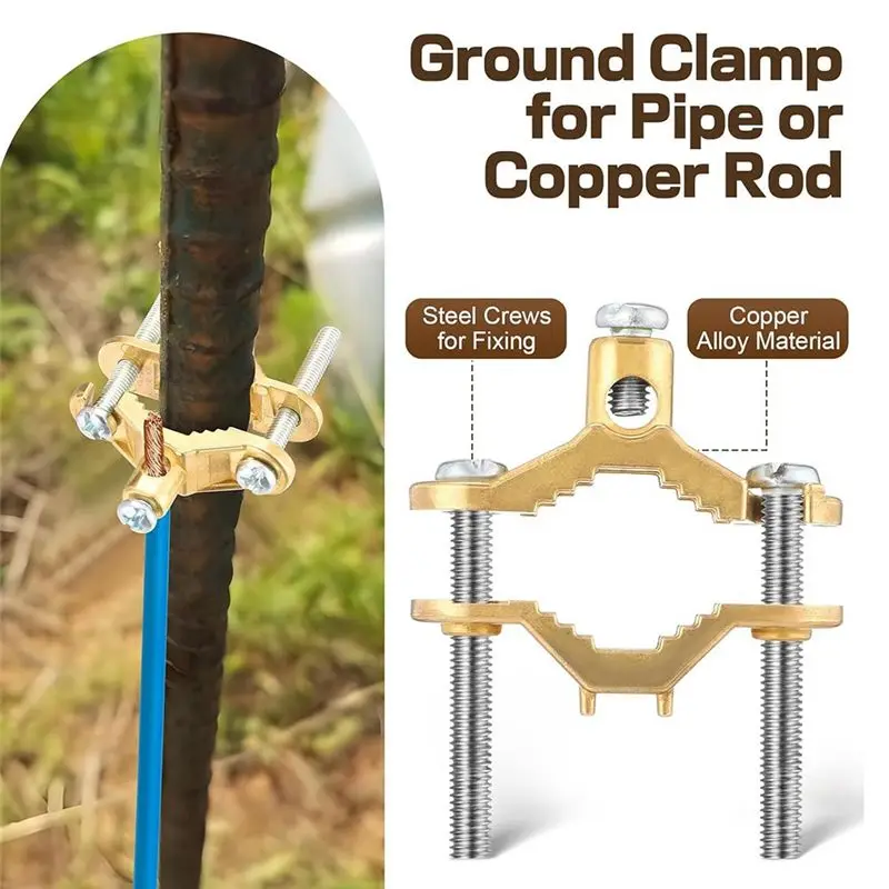 AEE6-3 Pcs Ground Clamp 1/2-1 Conduit Fitting, Copper Alloy Wire Clamp Conduit Fitting, For Bonding Ground Wire To Water Pipe