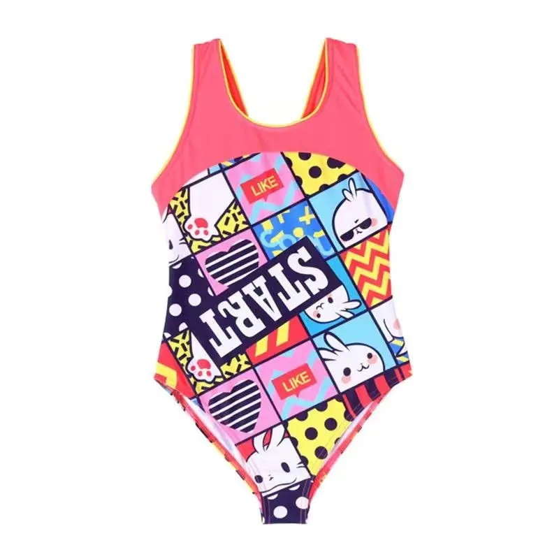 2024 new summer girls one-piece swimsuit cartoon cute pattern comfortable beach printing simple and convenient colorful cool sty