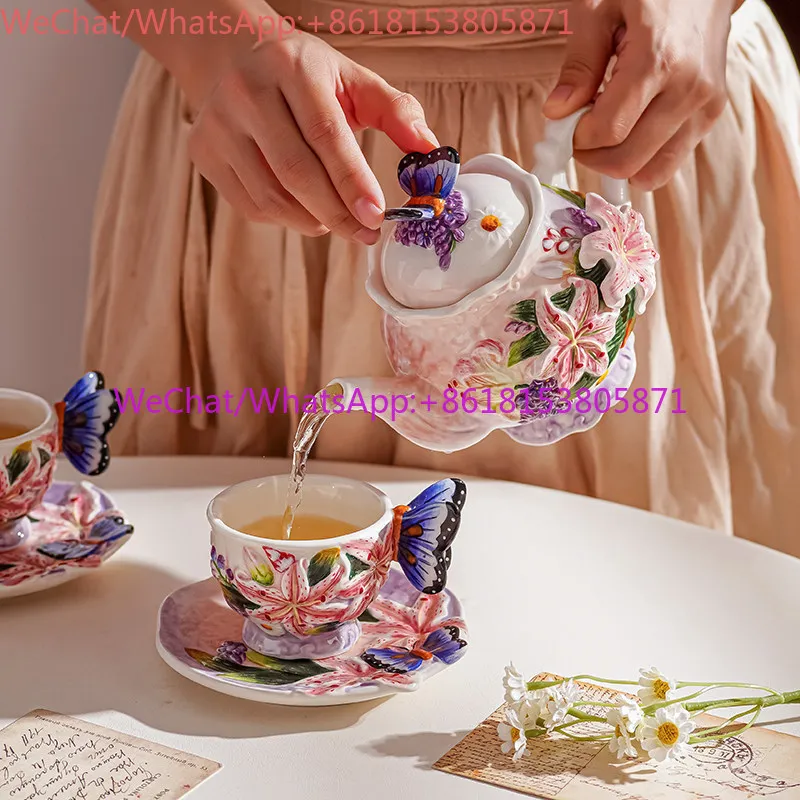Ornament creative home courtyard romantic flower teapot home afternoon