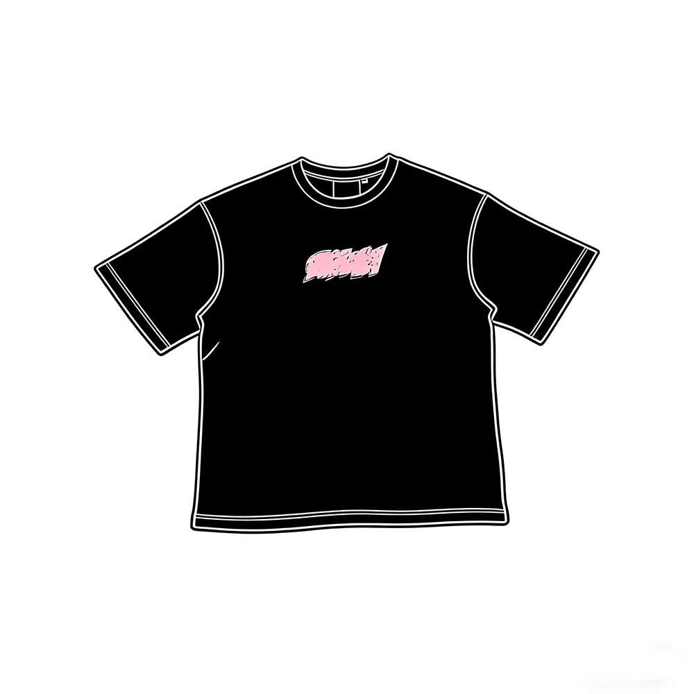 SY-134     Unisex Cotton Short Sleeve Tee Jogger T-shirt Summer Tracksuit Top Jersey Black Comic Strip Tee-Black