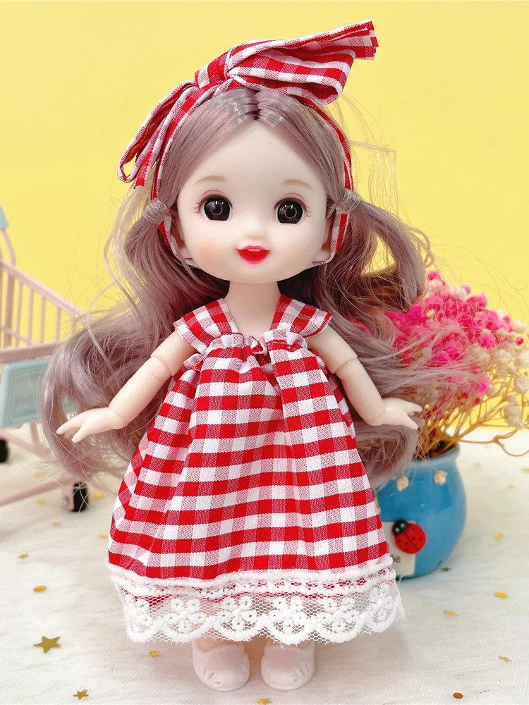 16cm Fashion  BJD Doll with Clothes and Shoes, 1/12 Scale Sweet Princess Action Figure,   DIY Movable 13 Joints Gift Girl Toy