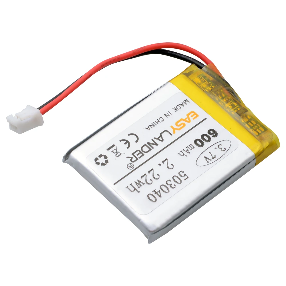 3.7V 600mAh Lithium Polymer Lipo Rechargeable Battery 503040 For JST PH 2.0mm 2pin Plug For Camera GPS Bluetooth Electronics