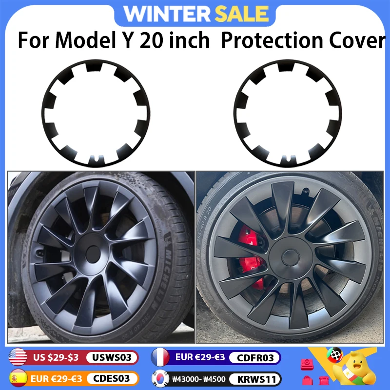 For Tesla Model Y 20 Inch Rim Wheel Hub Protection Patch Protectors ABS Wheel Guard Covers Accessories Auto Exterior 2019-2024