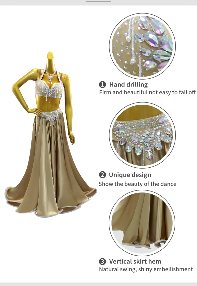 Damen Abendkleid für Bauchtanz, Tanzkostüm, Zigeuner-Auftrittskleidung, Mädchen-Übungskleidung, Orientalisches Karneval-Bühnenoutfit – Detail 6