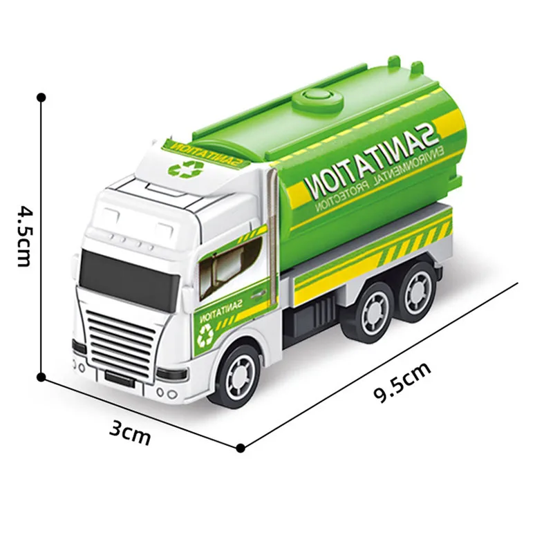 4 Stks/set Kinderen Speelgoed Auto Mini Terug Te Trekken Milieu Sanitaire Voorzieningen Voertuig Simulatie Vuilniswagen Model Jongens Speelgoed Voor Kinderen Cadeau