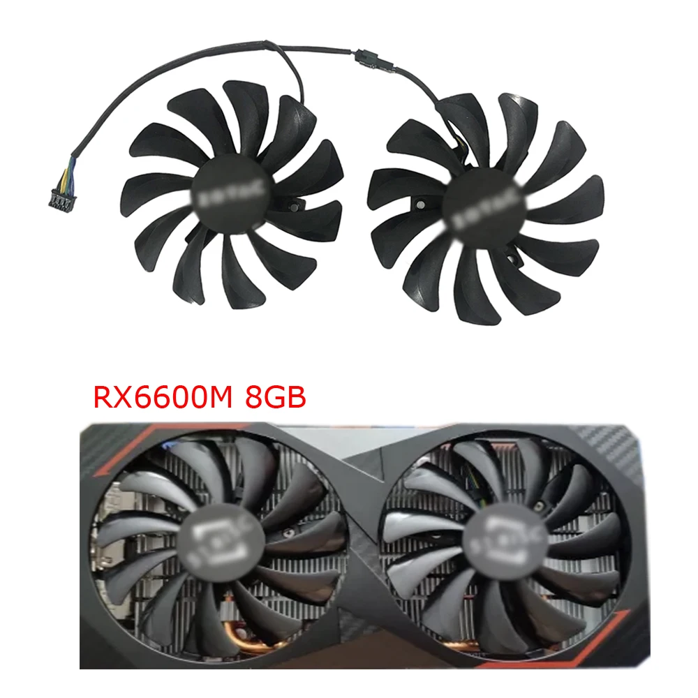 2Pcs/Set,Video Fan,XY-D09010SH,VGA Cooler,For JIESHUO RX6600 8GB,RX 6600M Gaming/Mining,RX5500XT 8G 128bit,Desktop Card Cooling