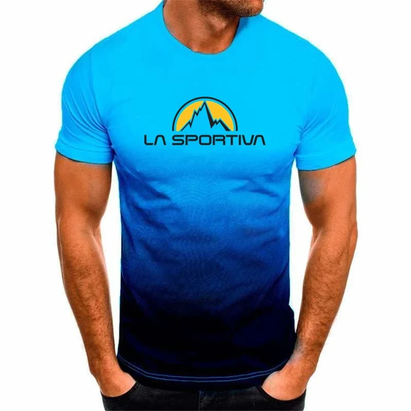 La Sportiva Letter Print Summer Men\'s Breathable and Comfortable O-Neck T-Shirt Men Casual Sports Running Short Sleeve T-Shirts