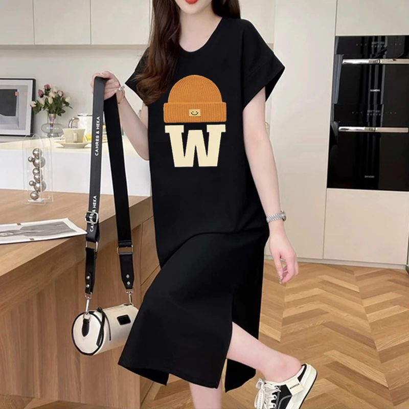 

Лето 202, новая хлопковая юбка длиной до колена для беременных, модная свободная повседневная удобная футболка, юбка, женское платье для беременных