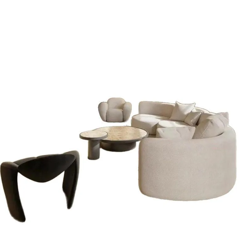 

French cream style special-shaped curved fabric sofa size modern