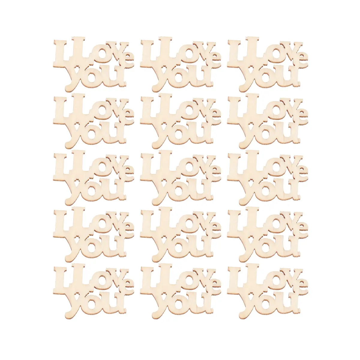 

15pcs Wooden I Love You Decorations Unfinished DIY Small Signs Hanging Angel Wedding Home Sewing Crafts Wood Piece Prop