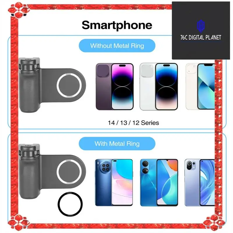 

Smartphone For Magsafe Phone Grip Handheld Selfie Booster Magnetic Hand Grip Bluetooth Remote Control Handle Plastic 1Set