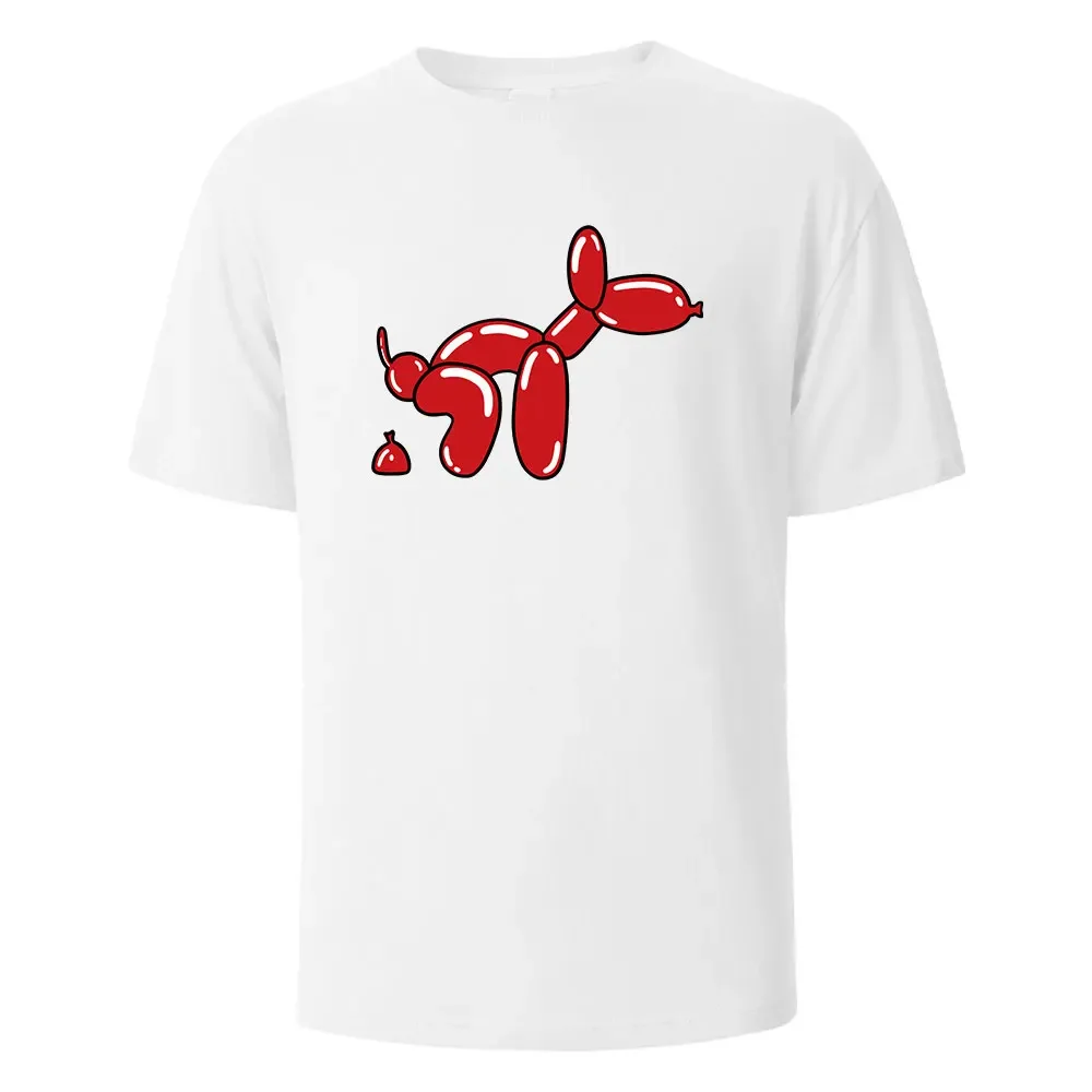 Men's Printed T-Shirt Balloon Dog Funny Graphic 100% Cotton Oversize Shortsleeved Tees For Men Women Summer Fashion Casual Tops