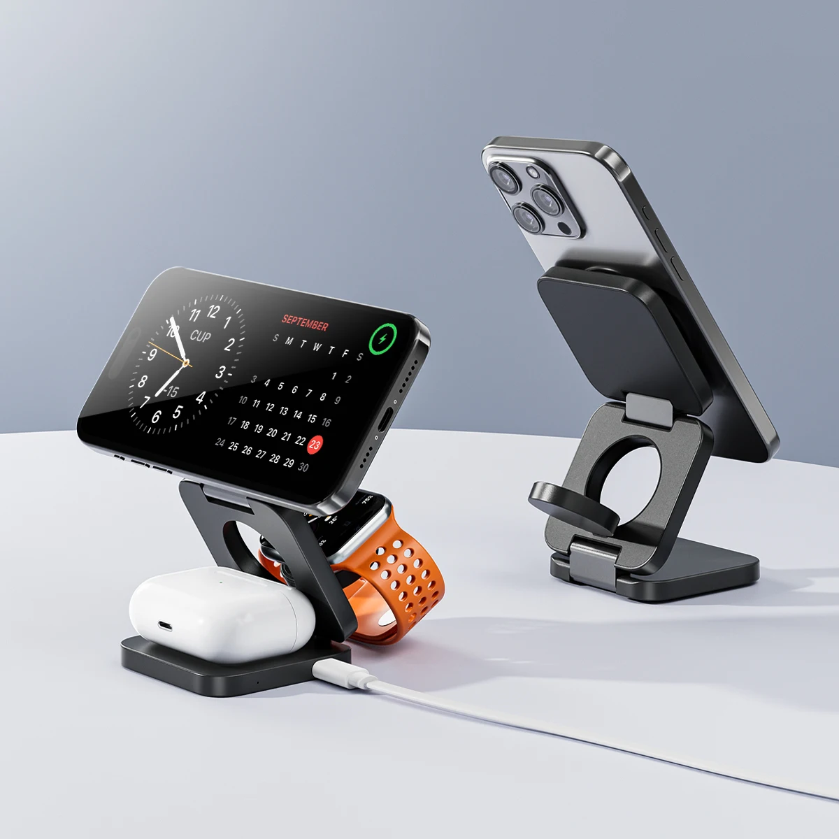 

Складная магнитная Беспроводная зарядка 3 в 1 для iPhone15/14/13/12 Pro/Max, для Apple Watch, AirPods 3/2/Pro, зарядное устройство для iphone Magsafe
