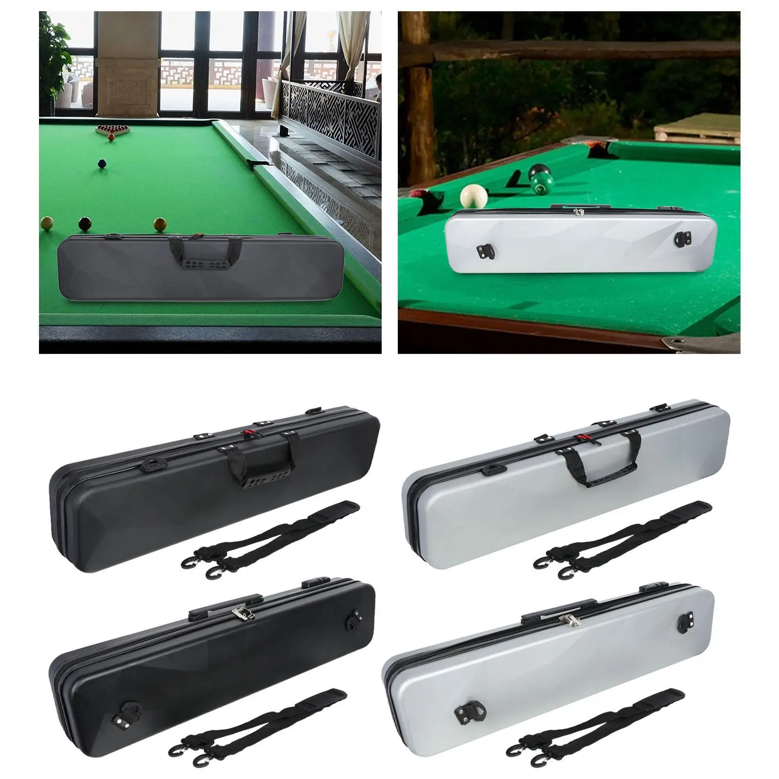 

Pool Cue Cases 1/2 Club Bag PVC Hard Case Waterproof Snooker Cues Storage Bag Black Lockable