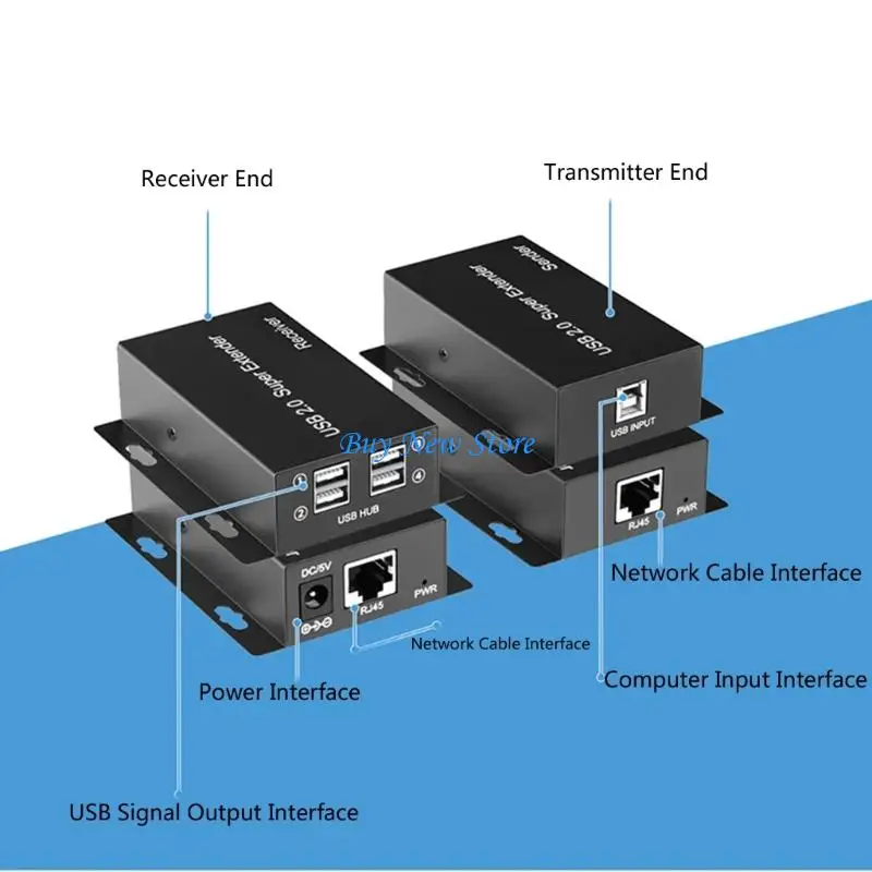 20CE 4 Cổng USB Extender trên Ethernet USB2.0 Hub Extender RJ45 Cat6 Ethernet Cáp