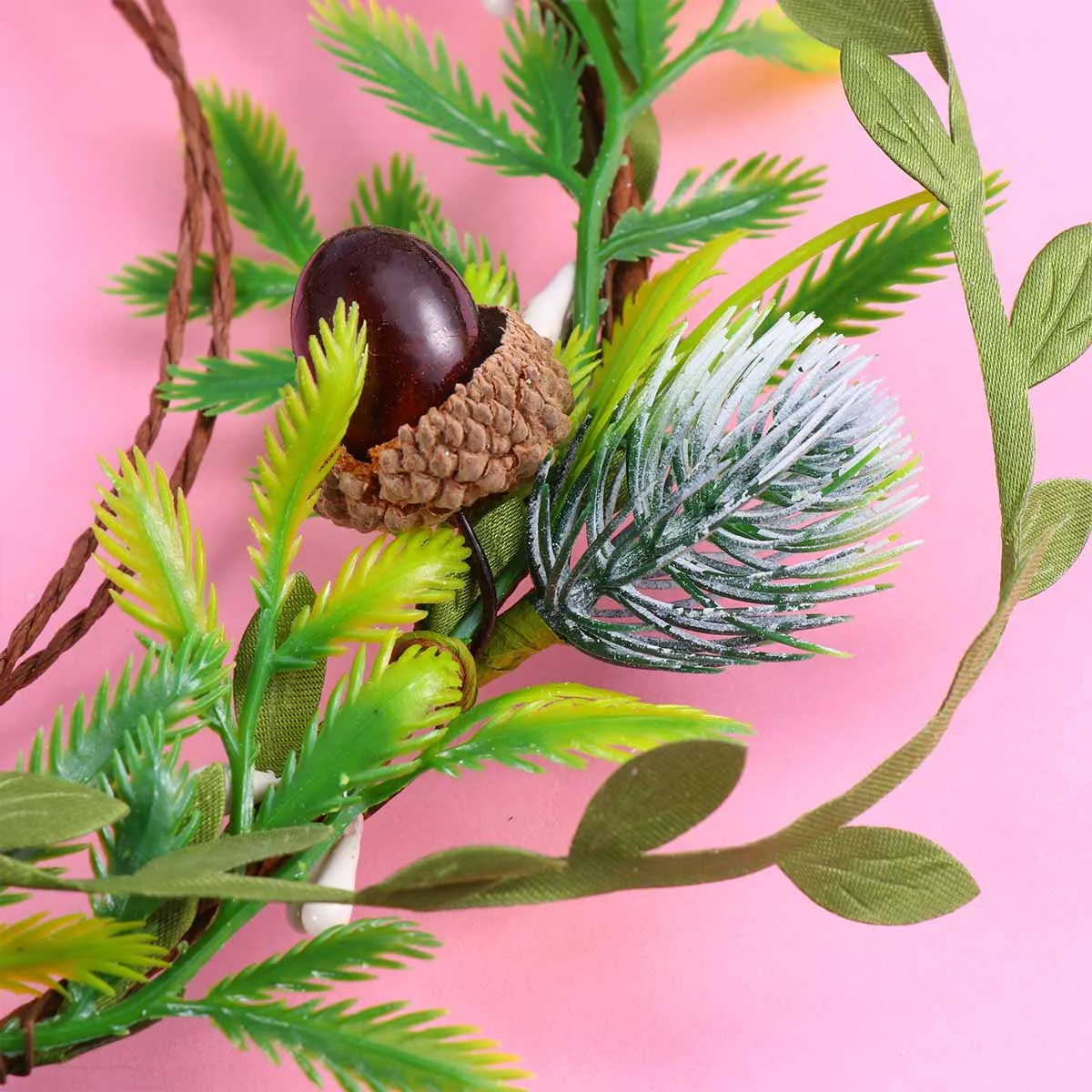 

Сосновая шишка, венок с зелеными листьями, повязка на голову невесты, рождественский головной убор, свадебный головной убор, легкий, прочный, не выцветающий, для фотографии