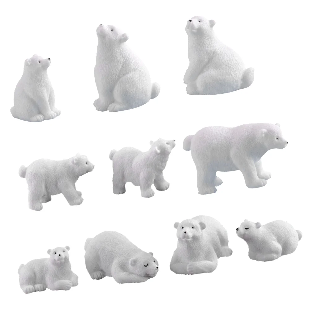 10 Pcs Micro Landscape Decoration Outdoor Garden Ornament Christmas Decorations Polar Bear Resin Gardening Ornaments Decors