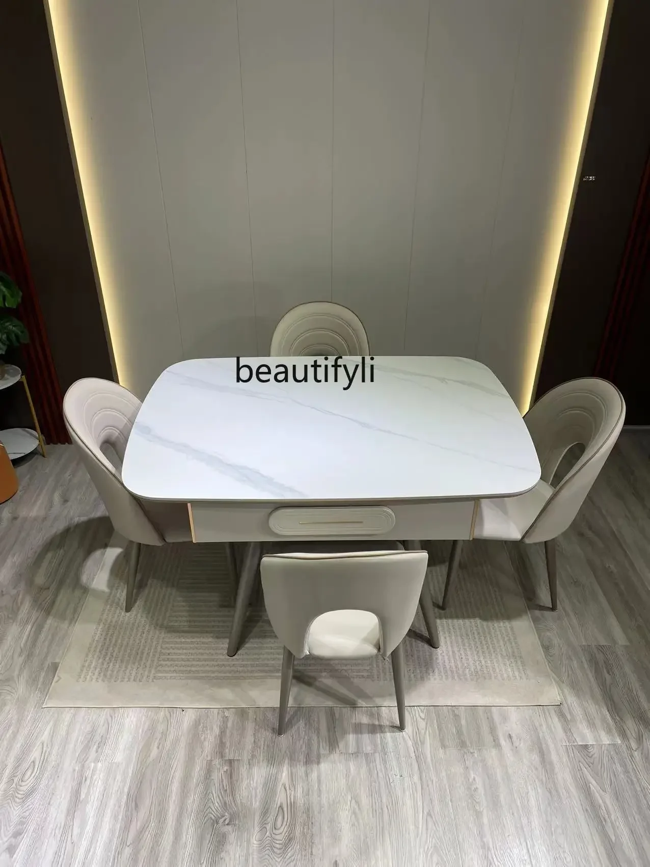 Multifunctional Light Luxury Solid Wood Stone Plate Dining Table New Automatic Electric Mute Dual-Use Mahjong Machine