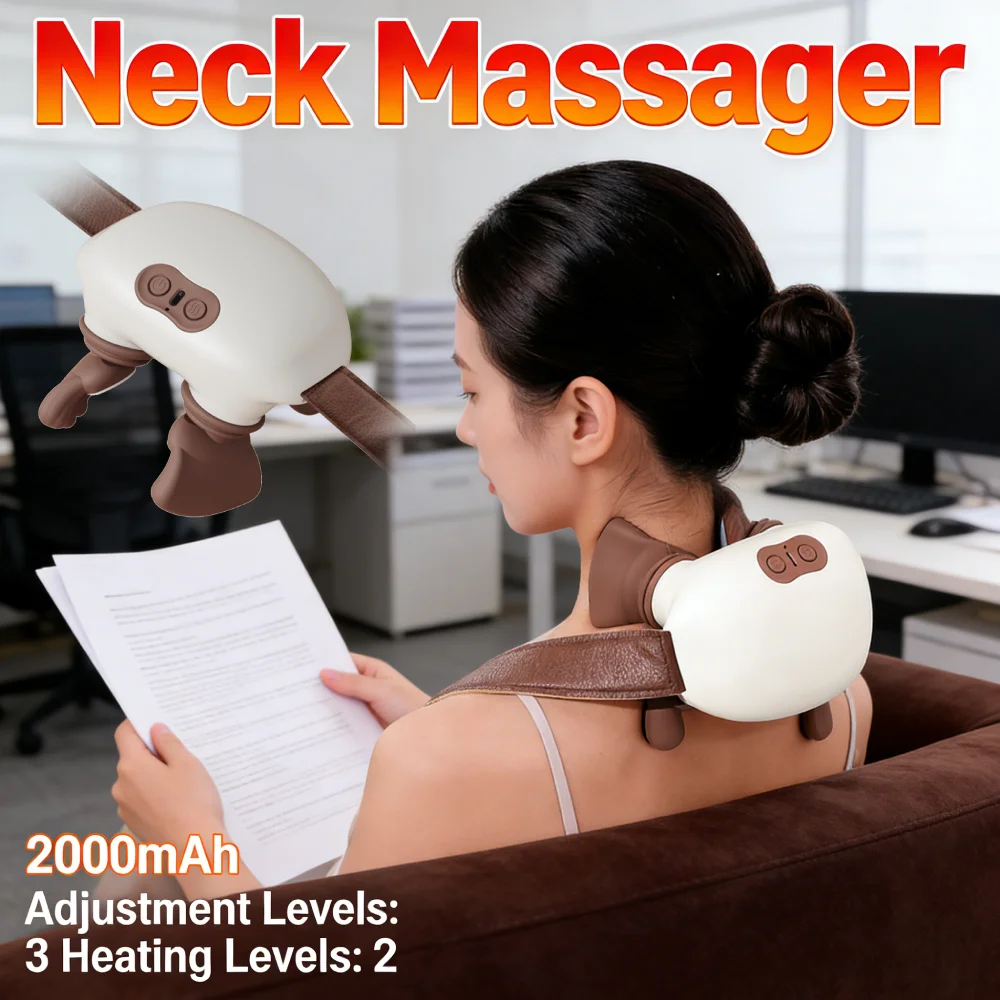 Shoulder Massager with Heat Shiatsu Neck and Back Massager Deep Tissue Kneading Massage Pillow for Women Men Dad Mom