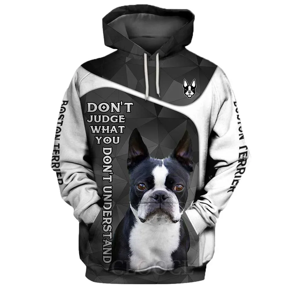 HX Animal Hoodies 3D Graphic Don't Judge Black Russian Terrier Hoodie Pets Dog Pocket Pullovers Tops Men Clothing