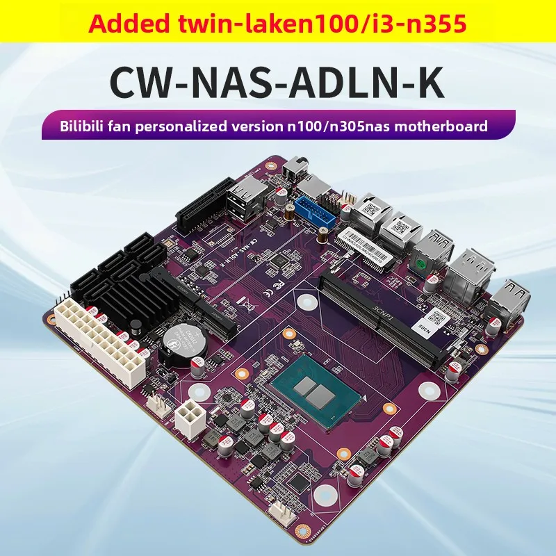 NAS Motherboard 6-Bay 10GbE Expansion Support N100 N150 N305 N355 DDR5 ITX Mini PC Board