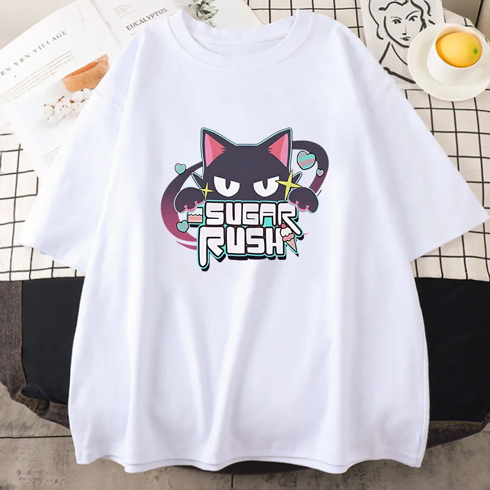 Sugar Rush Blue Archive T-shirts Game Anime Cartoon Graphic Tee-shirt Short Sleeve Cotton Comfortable Shirt Printing Tees Summer