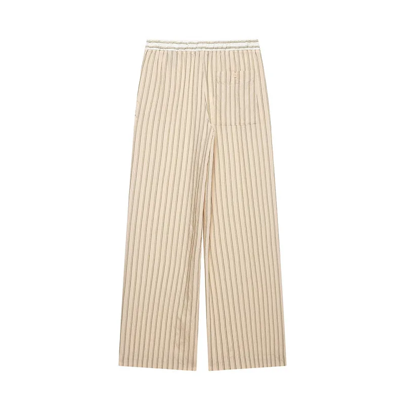 Loose Striped Shirt Top And Casual Pants Set Women's Fashion Ensemble Autumn Spring Summer Long Sleeve Turn-down Collar