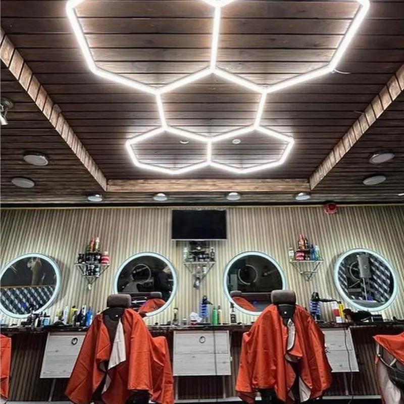 Modern Linear Light Aluminum Led Honeycomb Hexagon Lights Ceiling Vehicle Repair Shop Slim Lights for Garage Wall