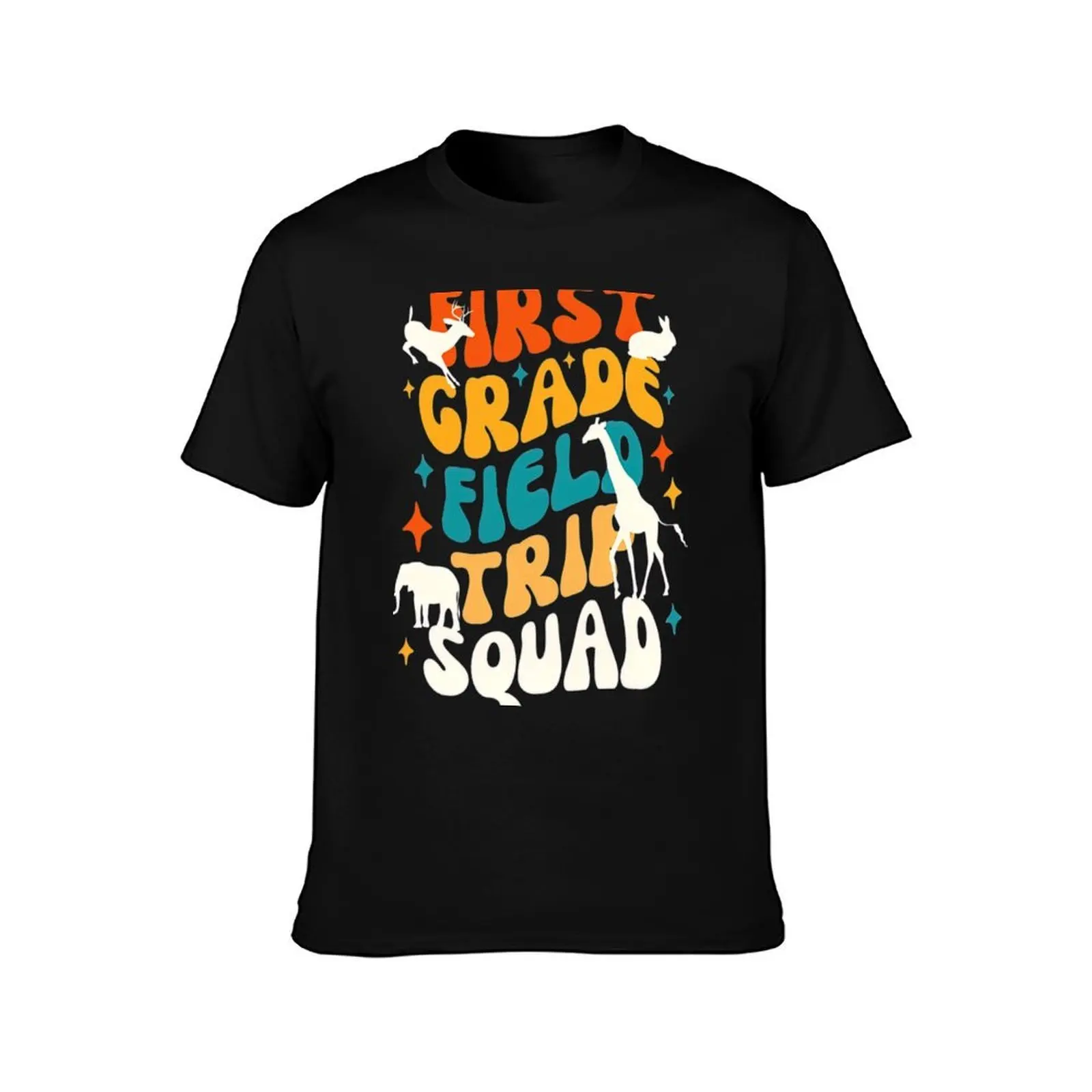 First Grade Field Trip Squad T-Shirt, Summer Casual Cotton Tee, Oversized Streetwear Tops, Vintage Graphic Print, 100% Cotton