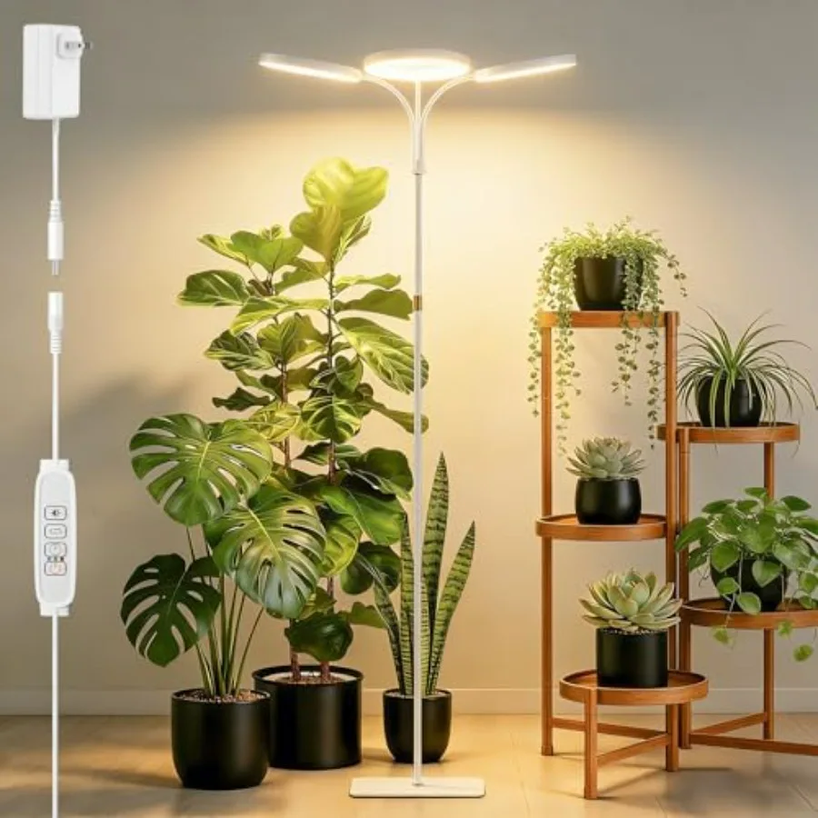 

Full Spectrum Grow Light with Stand for Indoor Plants Floor Plant Light 6/12/18H Timer 3 Color Modes Adjustable Height 16.568in