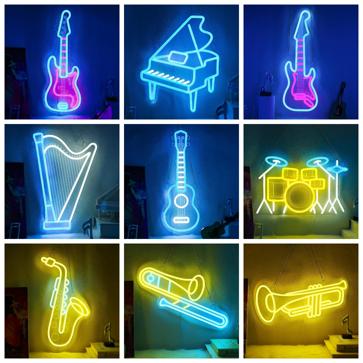 Electric Guitar Neon Light Musical Instrument Dimmable LED Lights for Bedroom Living Room Man Cave Music Studio Decor Wall Light
