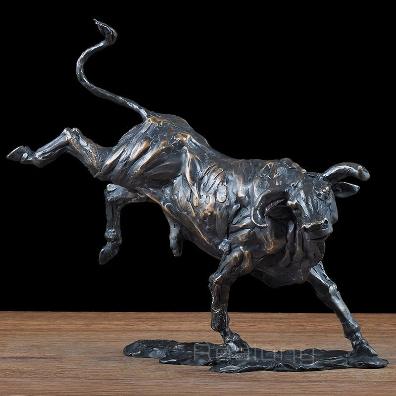 Bronze Bull Statue Abstract Bronze Bull Sculpture Large Animal Ctafts Antique Bronze Bull Figurine For Home Office Decor Gift