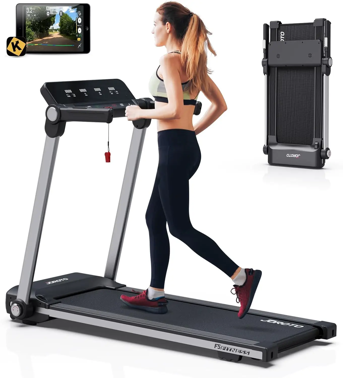 Bluetooth Foldable Treadmill, Out-of-The-Box Folding Treadmills, MAX 265 Lbs Capacity