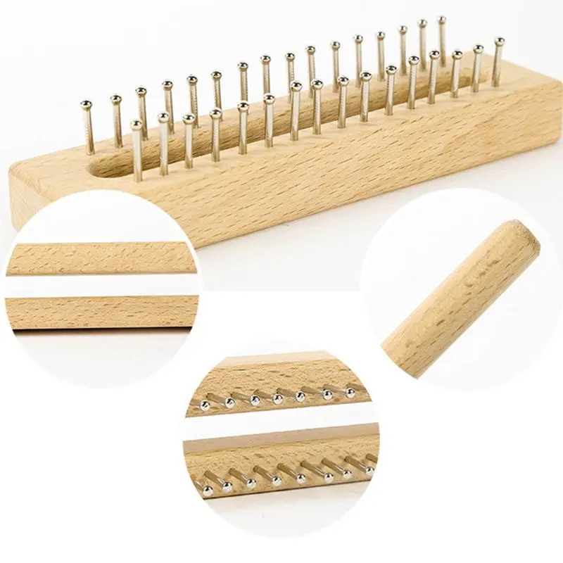 32 pinos de madeira tricô tear placa gancho kit agulha diy artesanato para chapéus meias lenços tecelagem ferramenta