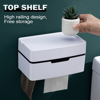 Bathroom Kitchen Tissue Box Toilet Paper Holder Creative Non-Punched Toilet Paper Holder Wall Mounted Paper Holder Self Adhesive