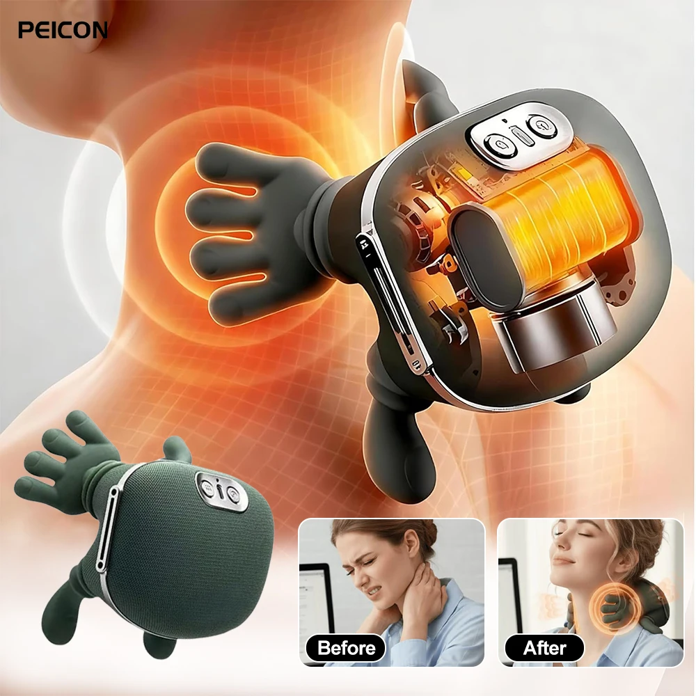 

Бионический массажер для шеи и плеч, электрический разминающий шейный массажер с подогревом, массаж тела, ног, талии, мышц, облегчение усталости