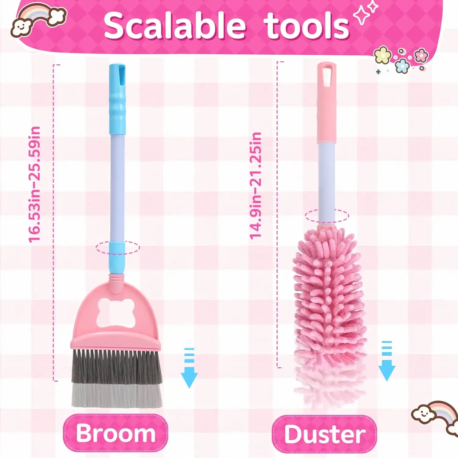 Kids Cleaning Set Toddler Cleaning Toy Set Pretend Play Housekeeping Educational Toy with Cart Broom Dust Pan Mop Christmas Gift