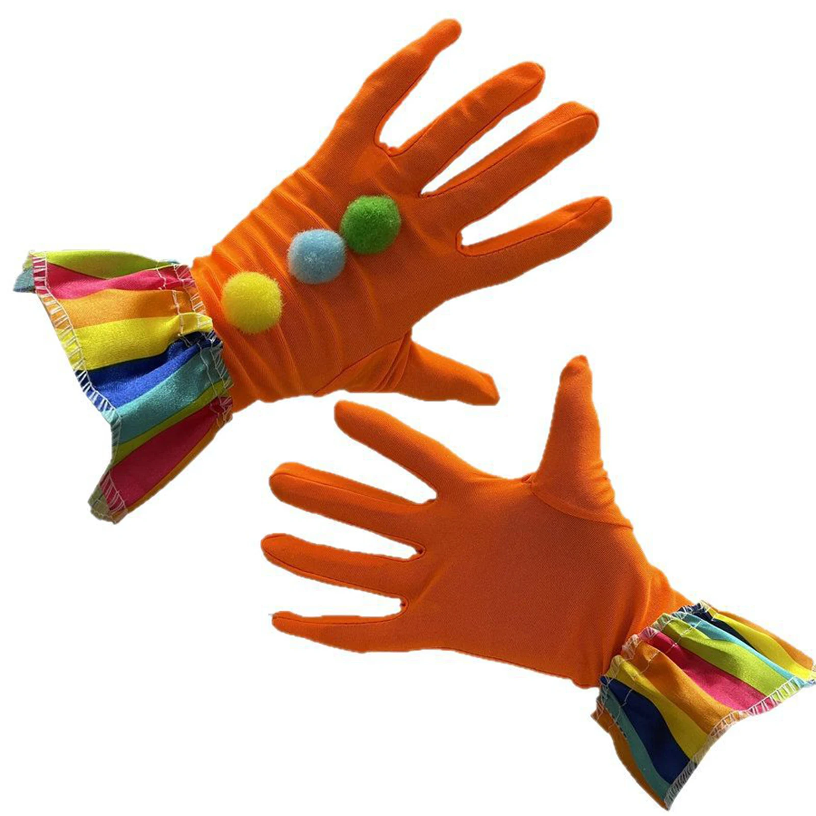 1 쌍 광대 장갑 의류 액세서리 컬러 폼폼 프릴 재미 있은 광대 장갑 무대 공연 드라마 쇼 코스프레 의상
