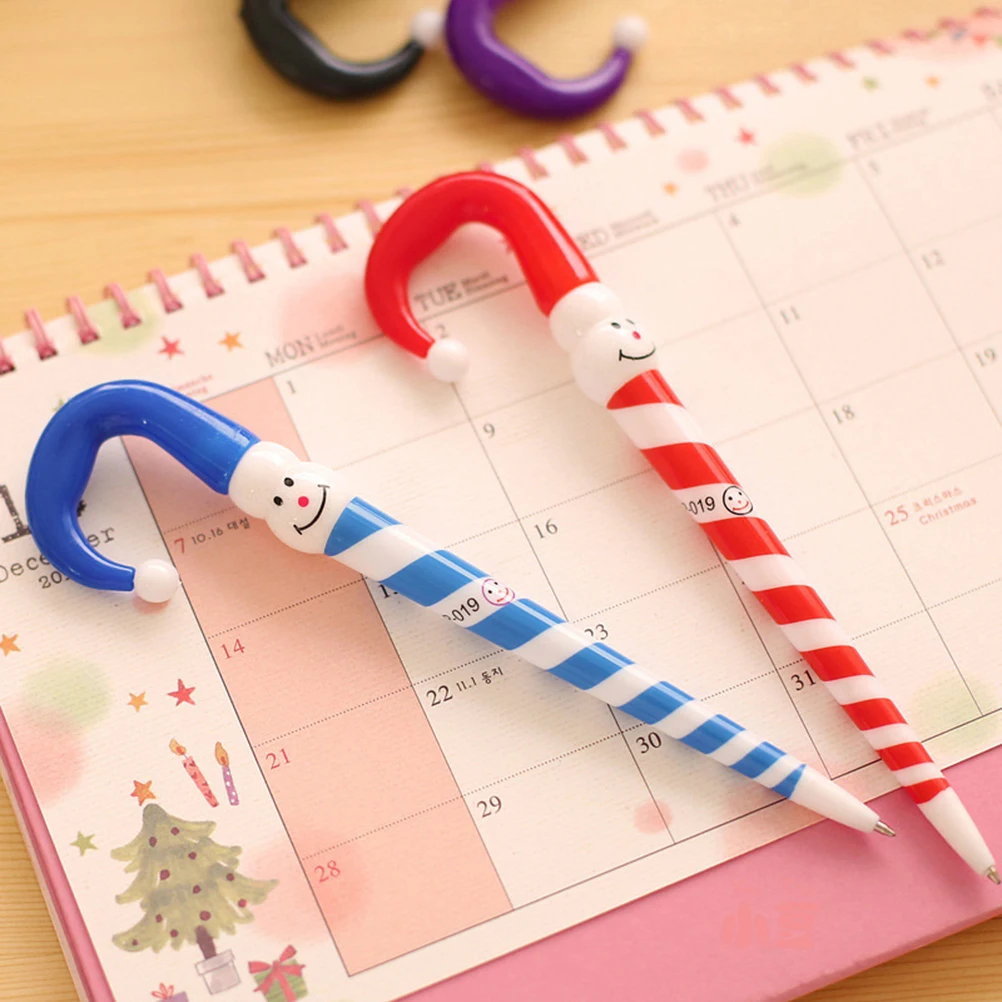 

5pcs Christmas Theme Cute Snowman Umbrella 0 5mm 0.5Mm Pens Blue Oil Writing School Office Ballpoint Pen Gifts