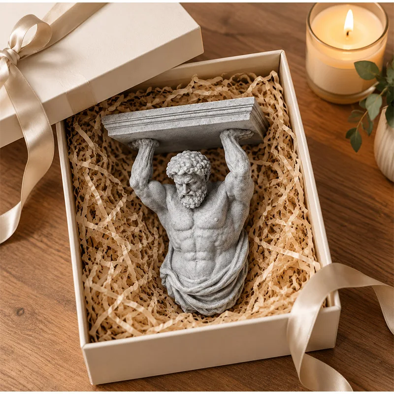 New 3D‑Printed Mini Atlas Wall‑Mount Shelf, Greek Mythology Sculpture Floating Storage Rack, Vintage Home Wall Decor 3 Colors