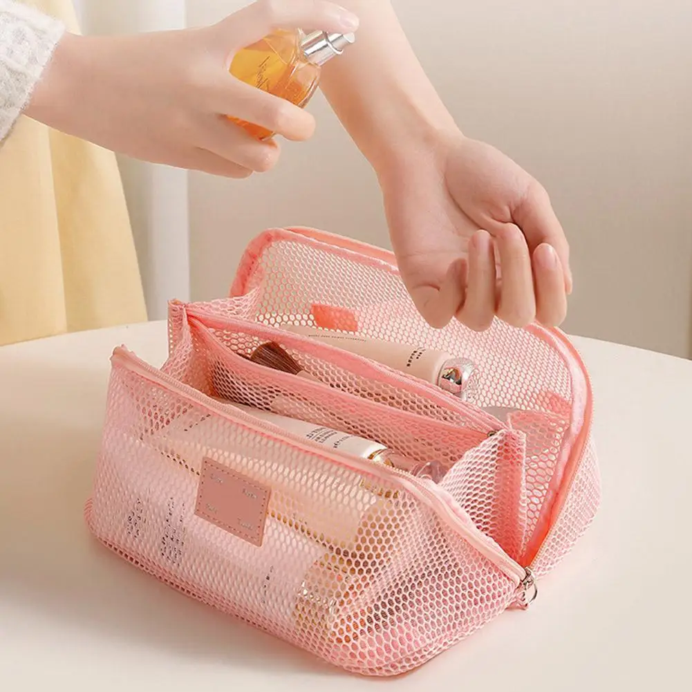 Mesh Large Capacity Cosmetic Bag Multifunction Travel Cosmetic Bag Women Toiletries Organizer Female Storage Make Up Case Tool