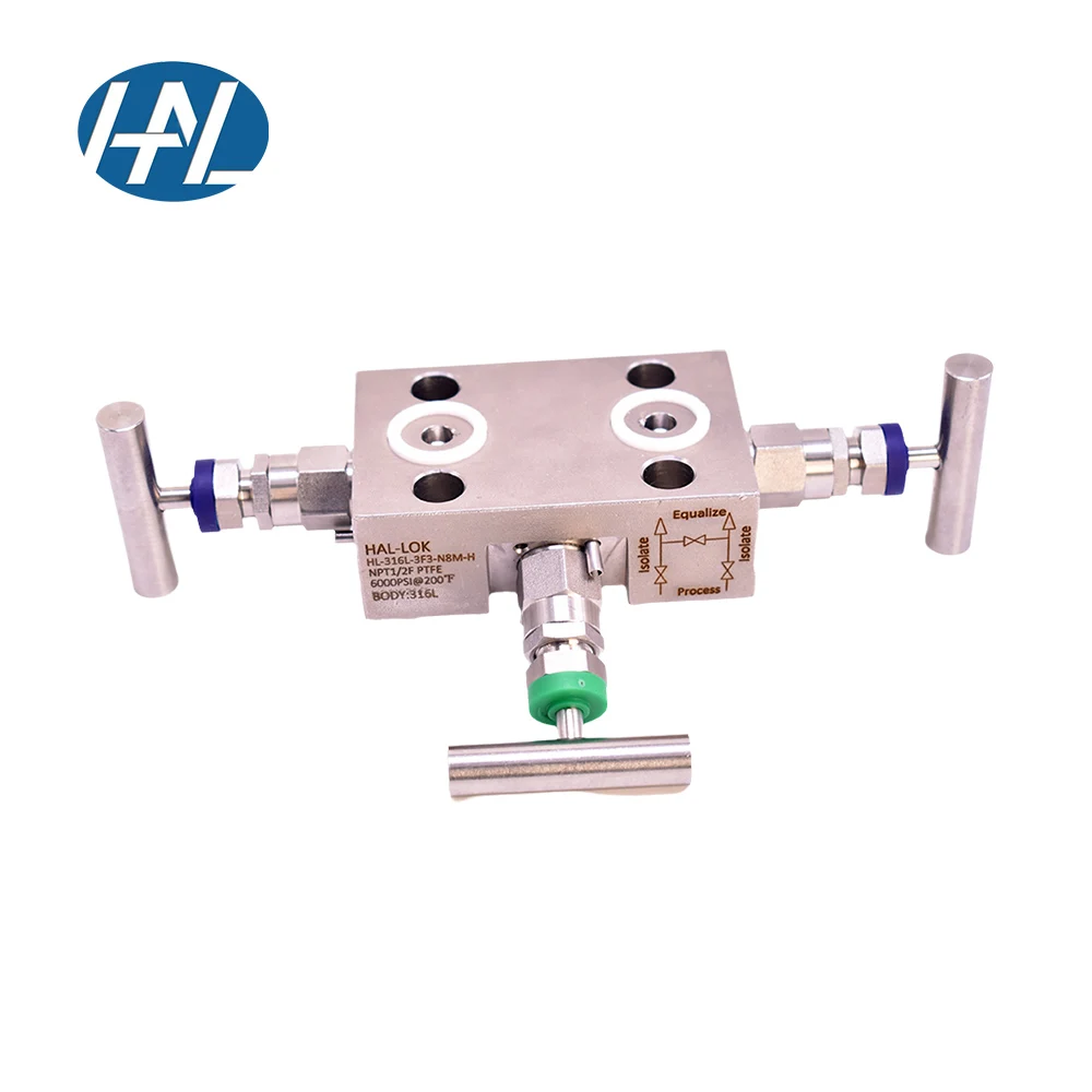 Collecteur à trois vannes à montage Direct avec Structure de commande de vanne à aiguille à bride haute pression pour Instrument haute pression à gaz