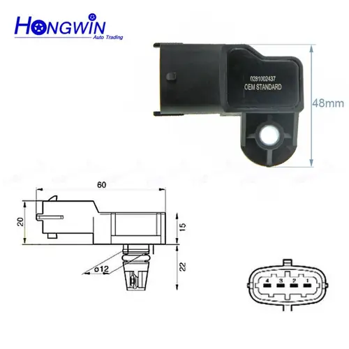 Imagen 2 del producto Sensor de mapa de presión de aire Boost Turbo 0281002437 para Opel Astra H J Zafira A Insignia Vectra C Meriva B Brera