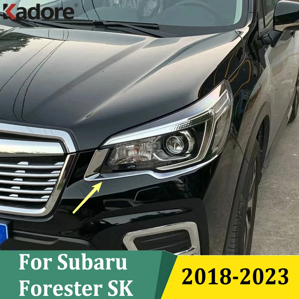 

For Subaru Forester SK 2018 2019 2020-2023 Chrome Headlight Eyebrow Strips Front Head Light Lamp Cover Trim Car Accessories