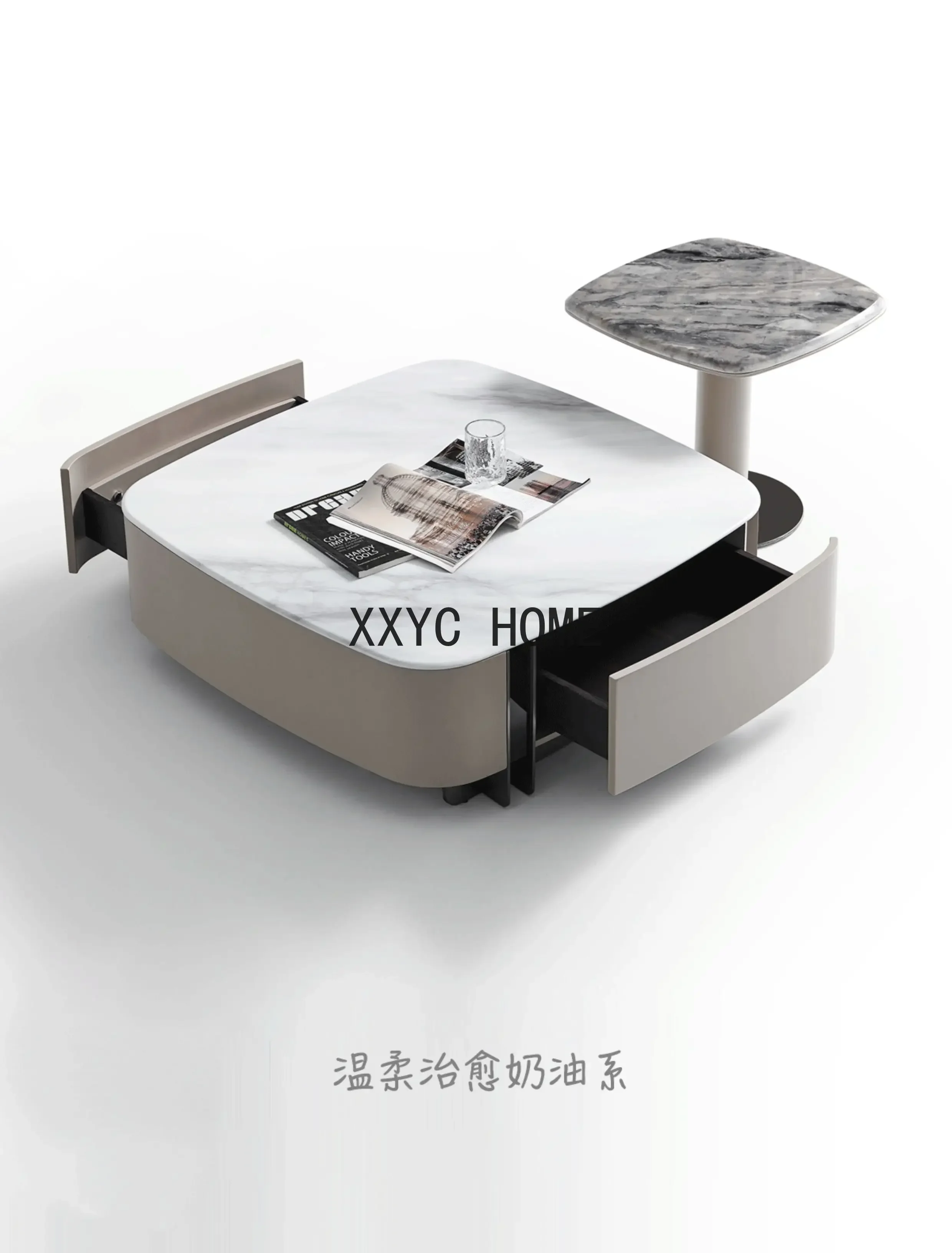 Mesa de centro quadrada de mármore luz luxo moderna sala de estar casa mesa de centro combinação de armário de tv