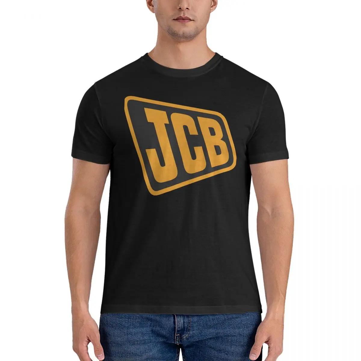 Fun T Shirt Men Cotton Humor T-Shirt Round Collar J-JCB Tees Short Sleeve Clothes Party