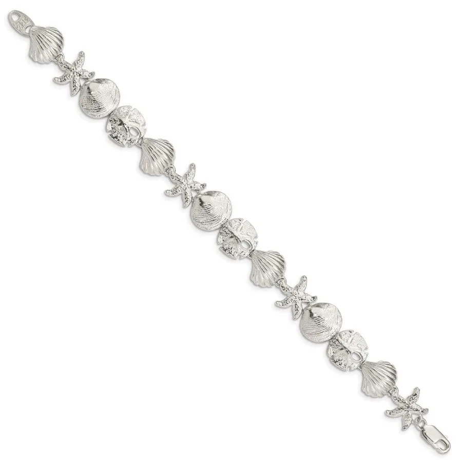 Pulsera de conchas marinas de plata de ley