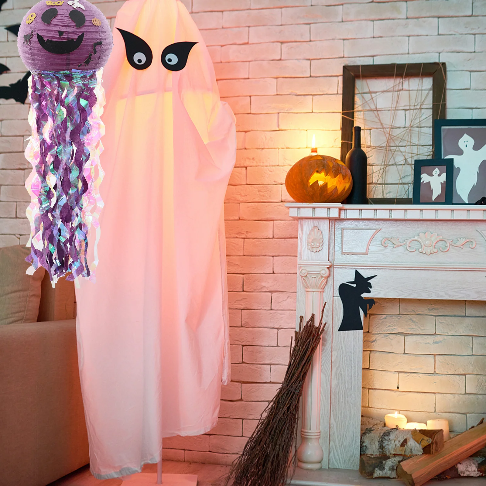 

2Pcs Halloween Hanging Lanterns Paper Decorations Jellyfish Party Haunted House Festival Props Halloween Lanterns