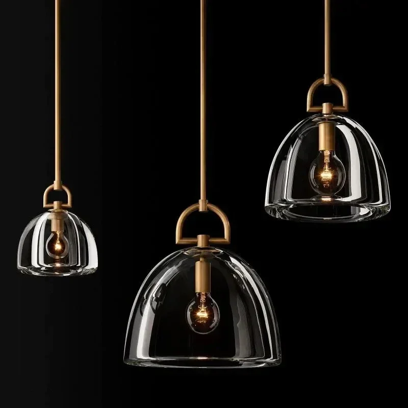 

Nordic luxury glass chandelier American hotel restaurant LED chandelier metal frame lighting kitchen island home decoration